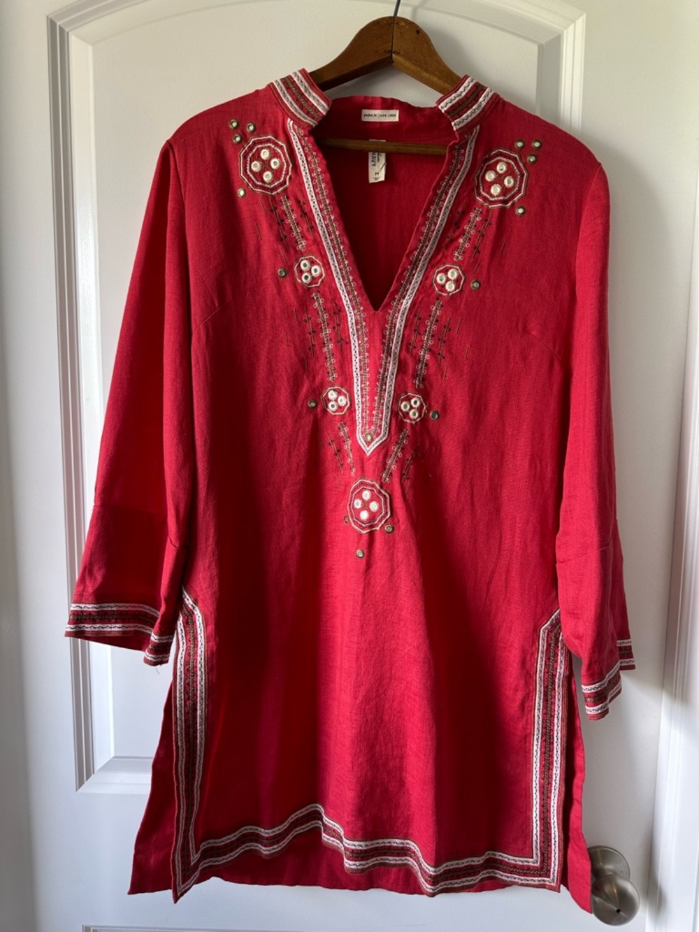 Old Navy 100% Linen Red Boho Fairy Festival Tunic Dress